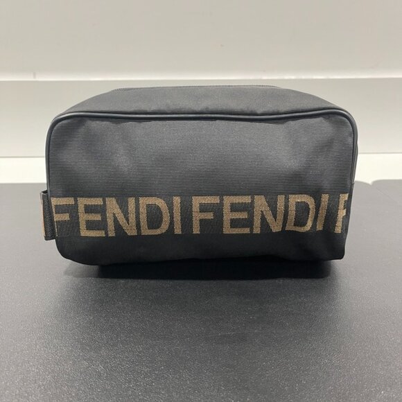 Fendi Unisex Toiletry Bag Black with Gold (JB1440)